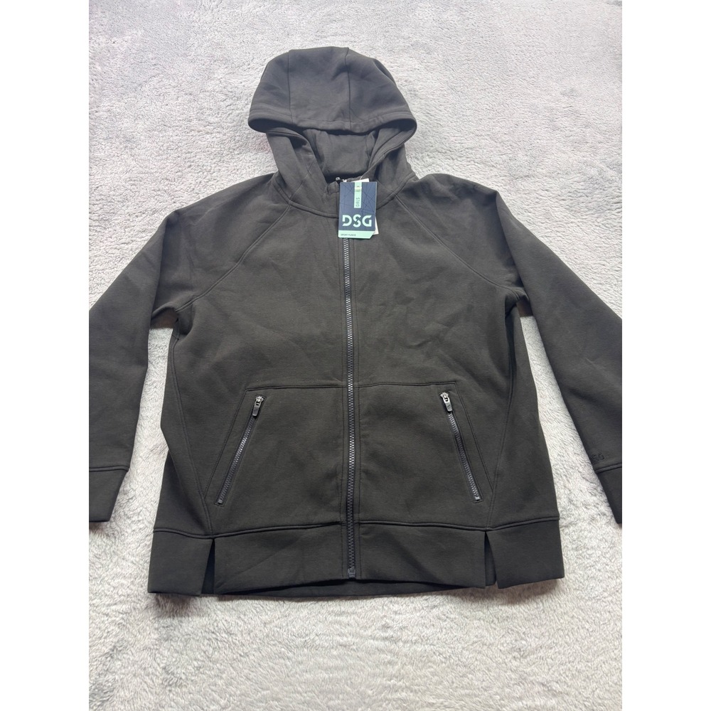 DSG Girls Sport Fleece Full‎ Zip Hoodie Pure Black Size XL 14